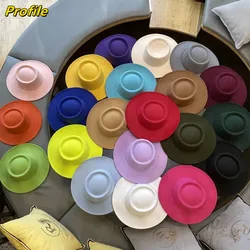 New Fedora hat flat top concave design autumn and winter jazz hat macaron color unisex Fedora winter hat шапка женская