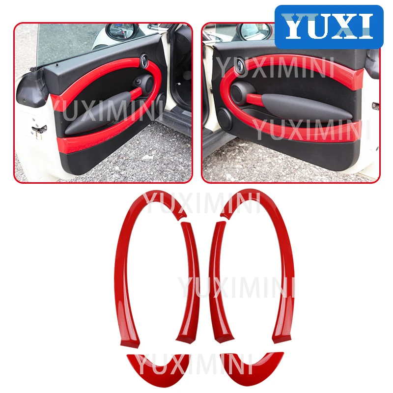 6 Pcs Car Door Inner Panel Decorative Protective Cover For BMW MINI Cooper JCW R55 R56 R57 R58 R59 Interior Styling Accessories