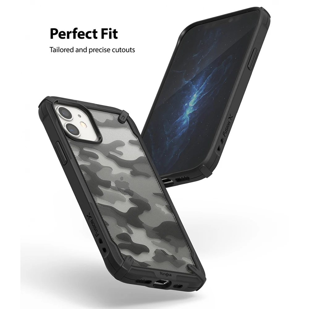 Ringke Fusion X for iPhone 12 Mini Case Heavy Duty Shock Absorption Transparent Hard PC Back Soft TPU Frame Cover