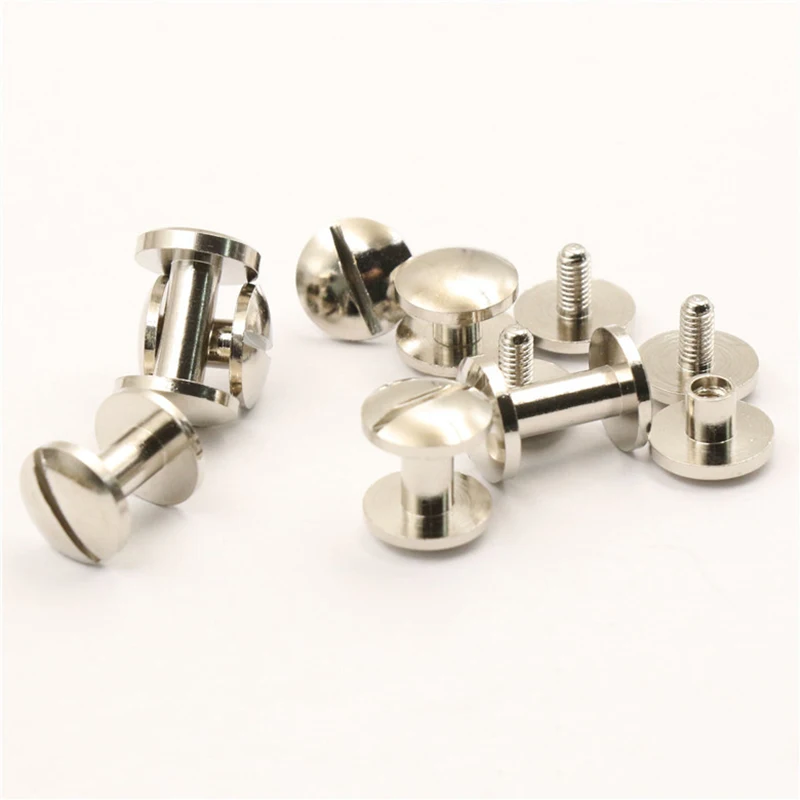 10sets Brass Binding Chicago Screws Nail Studs Rivets Plating Sliverfor Photo Album Leather Craft Belt Wallet Fasteners