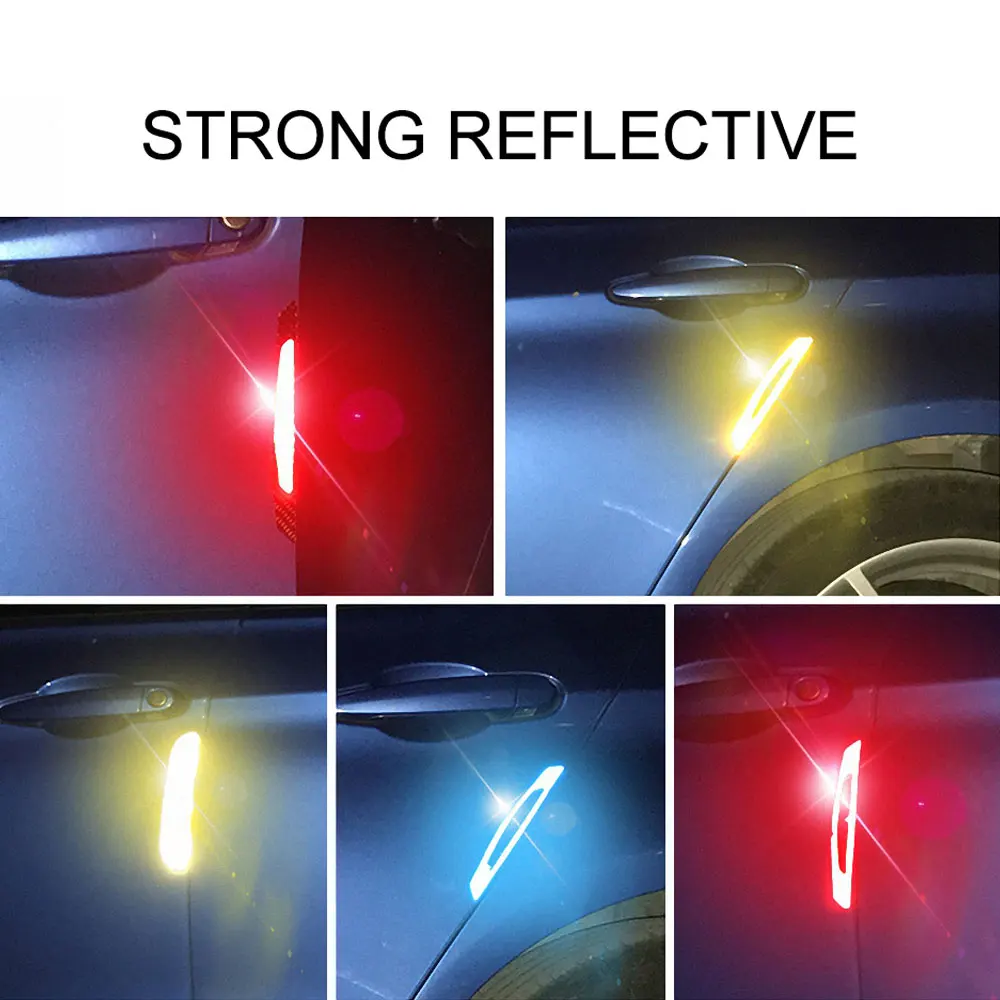 4Pcs/Set  Car Door Reflective Sticker Warning Tape Car Reflective Strips Safety Mark Car-styling decoration wairn cars stickers