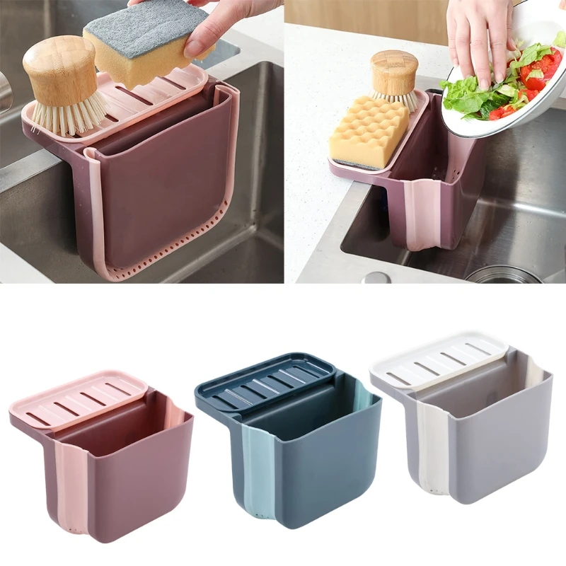 Kitchen Sink Strainer Vegetable Fruit Drainer Basket Suction Cup Sponge Rack Storage Organizer Shelf Household Item