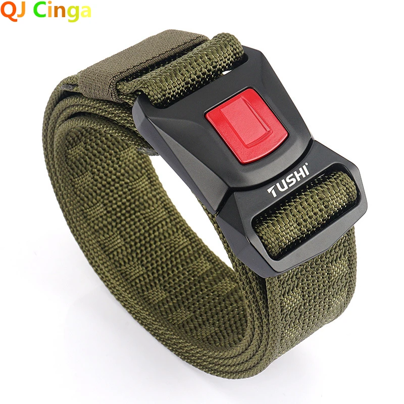 125 Cm Quick Release Buckle Men\'s Tactical Belts Sport Outdoor Canvas Belt Men Nylon Cargo Fashion Cinturon QJ CINGA