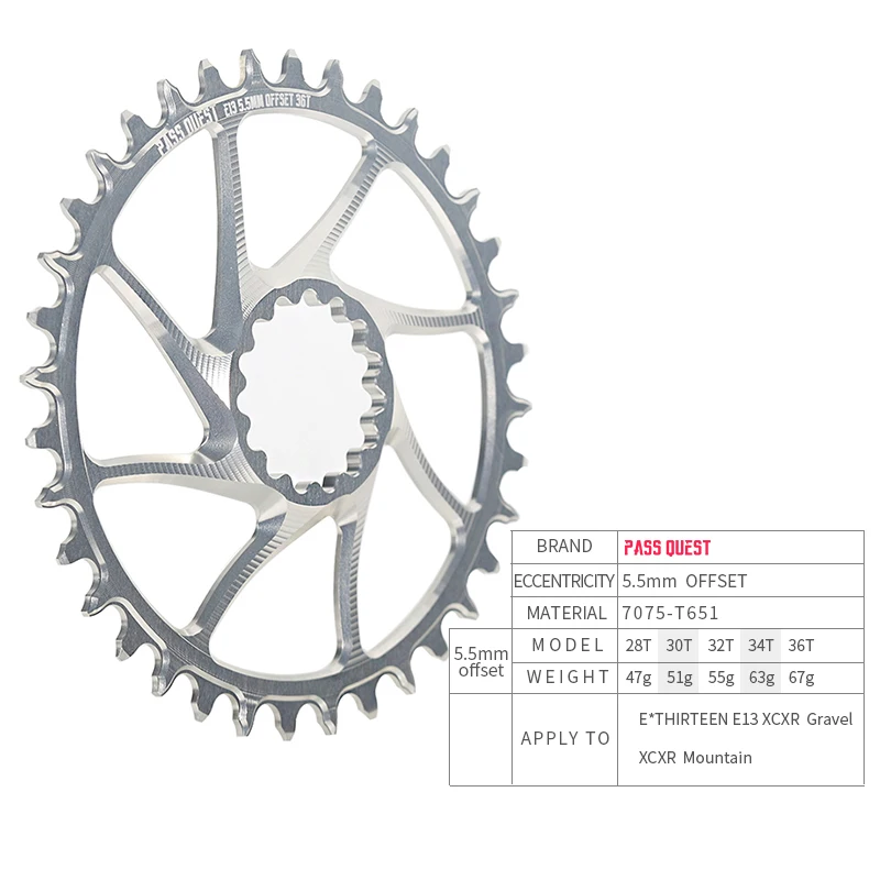 5mm Offset Chainring For E*THIRTEEN E13 XCXR GRAVEL CRANK Chainrings 28T 30T 32T 34T 36T  MTB Bike Chain XCXR  MTB