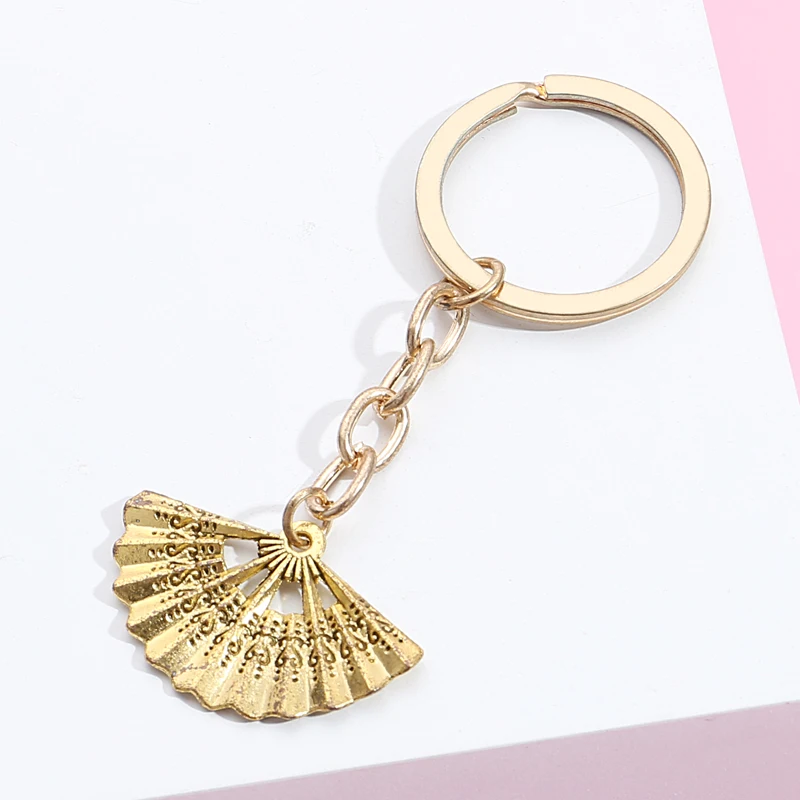 New Keychain 2 Colors Fan Key Ring Folding Fan Key Chains Special Gifts For Women Men Handbag Accessorie Punk Jewelry Handmade