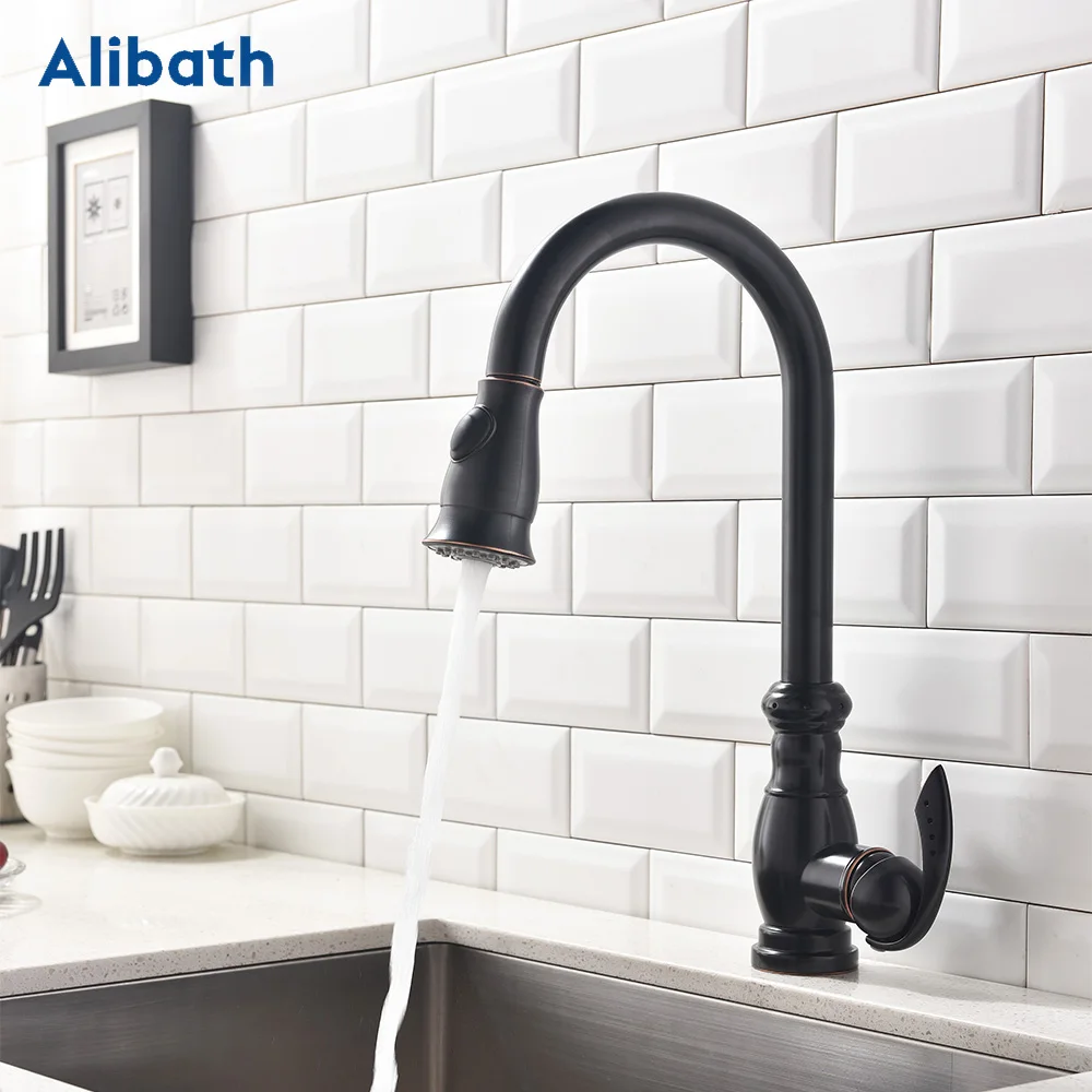 Black Kitchen Faucets Pull Out Kitchen Sink Mixer Tap Single Lever Water Mixer Tap Crane For Kitchen 360 Rotation Mixer