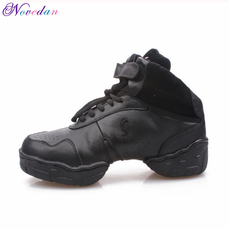 Men Leather Mesh Upper High Top Elevator Shoes Inside Professional Dance Sneakers Jazz Salsa Modern Black White