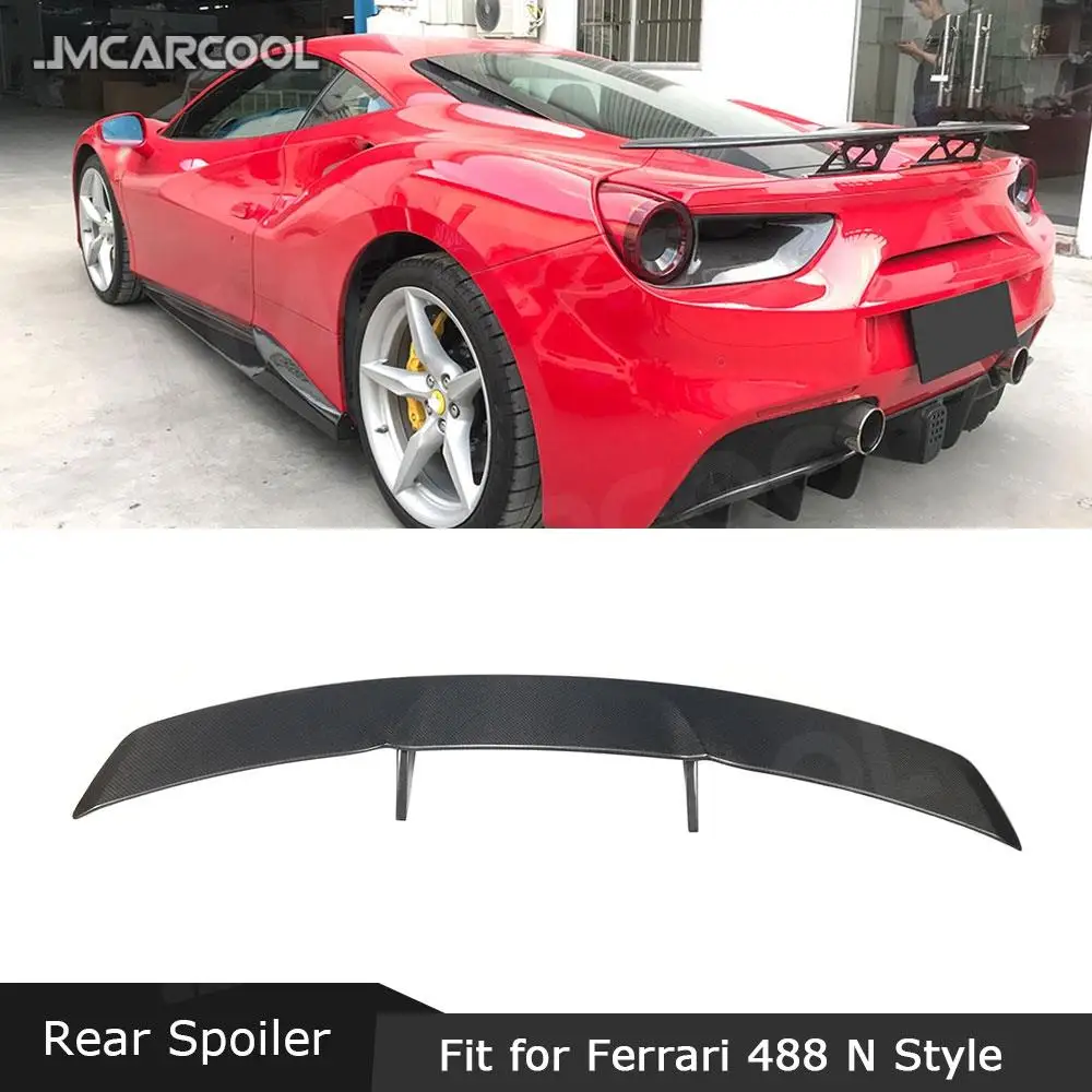 

Dry Carbon Fiber Rear Trunk Chin Spoiler FRP Unpainted Black Lip Wings Case for Ferrari 488 N Style 2015 2016 2017 2018