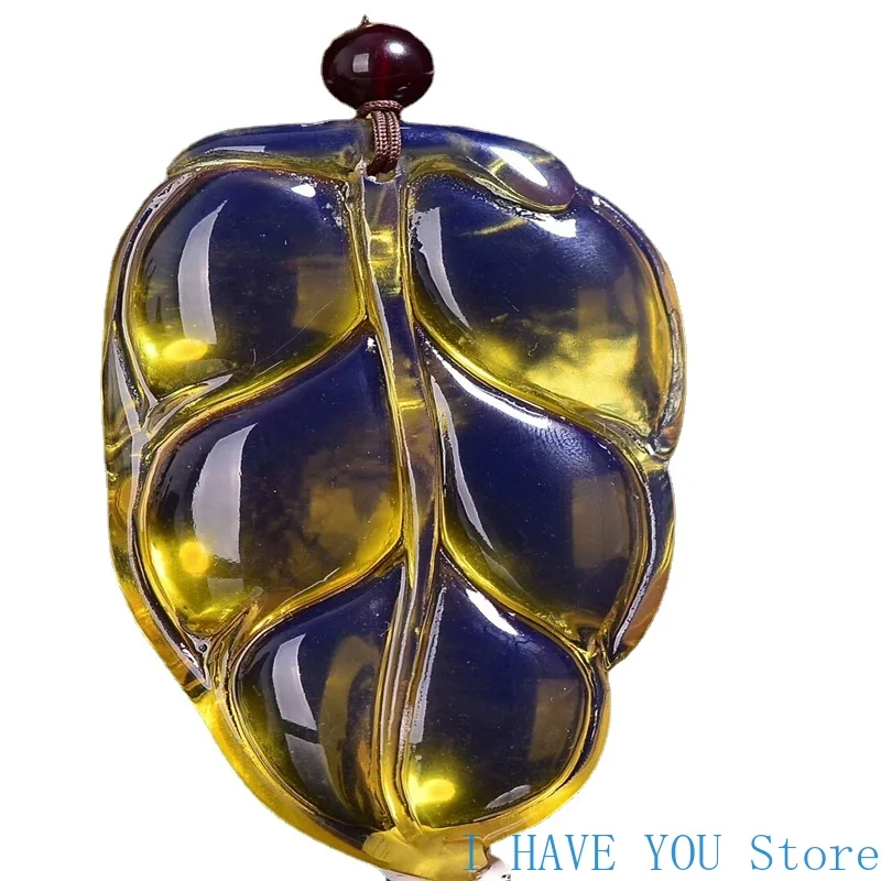 New Dominican Water Water Blue Pelp Leaves Pendant Men's Amber Wax Career Has A Sweater Chain Ethnic Necklace