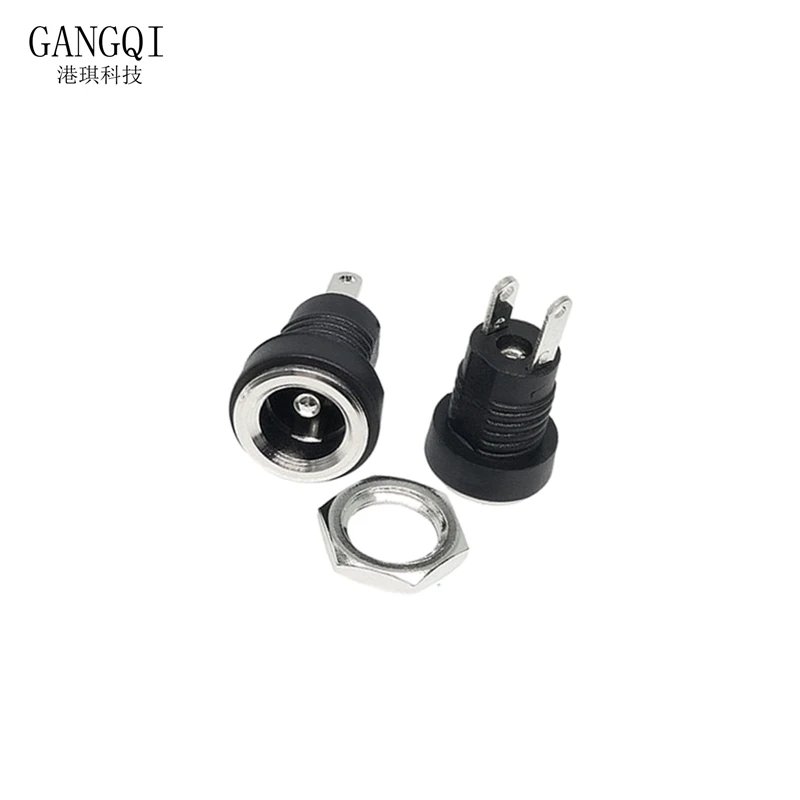10Pcs DC-022B or DC Power Supply Jack Socket Female Panel Mount Connector 5.5mm 2.1mm Plug Adapter 2 Terminal Types 5.5x2.1