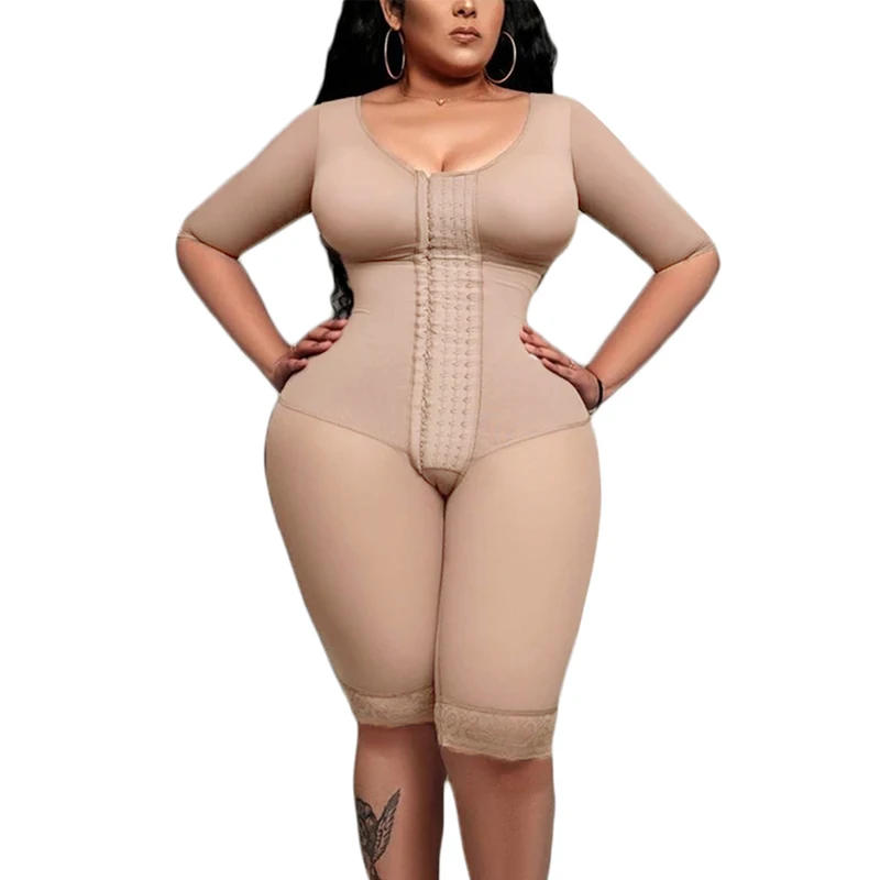 Fajas Colombianas Postpartum Recovery Shapewear Women Full Body Support Arm High Compression Shaping Bodysuit