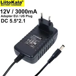 Liitokala 12V 3A adapter power supply monitor door DC 5.5 * 2.1mm EU/US plug INPUT AC 100-240V