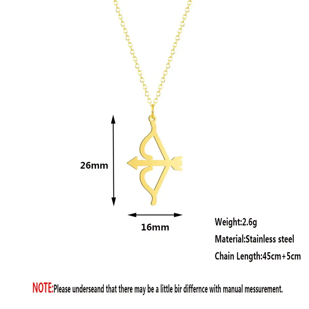 Chandler Stainless Bow and Arrow  Necklace For Women Lovers Best Gifts Archery Archer Love Gelectrocardiogram Romantic Colier