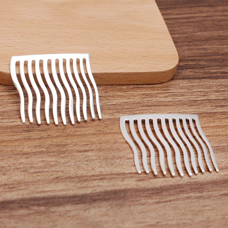 20pcs 40x38mm Copper 11-teeth Hair Comb Hair Accessories Headdress Hairpin Base Setting for DIY Wedding Bridal Hairwears