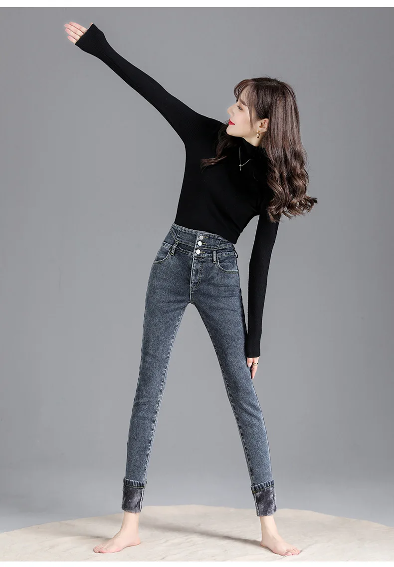 Thermal Winter Thick Fleece High-waist Warm Skinny Jeans Thick Women Stretch Button Pencil Pants Mom Casual Velvet Jeans 18 H38eeddf5359f40cc81c738f951286e1eX
