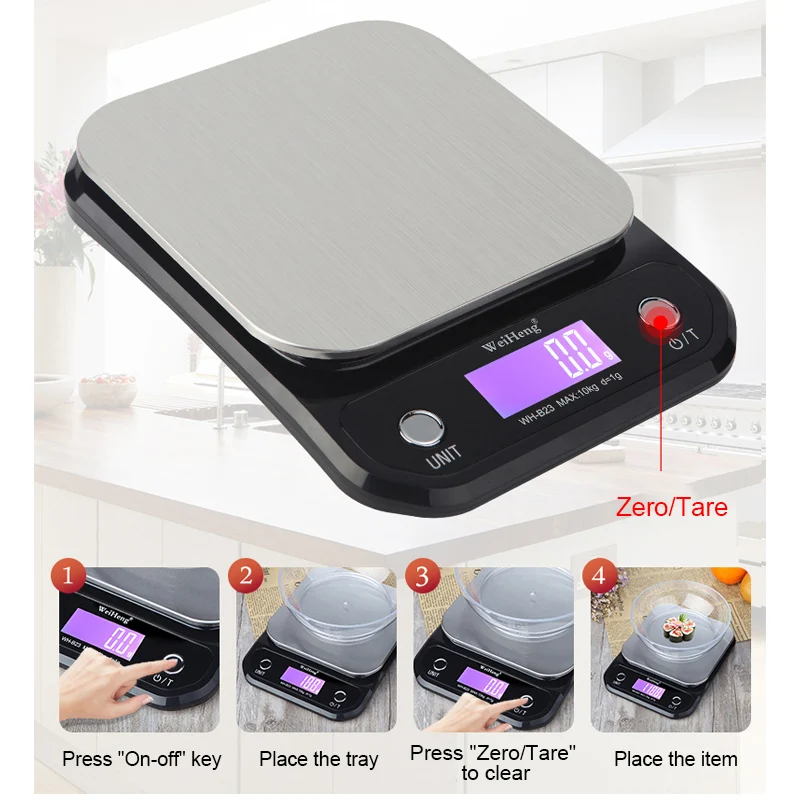 3kg/5kg/10kg LCD Display Kitchen Scale Stainless Steel Electronic Scales Home Jewelry Food Snacks Weighing Baking Tools