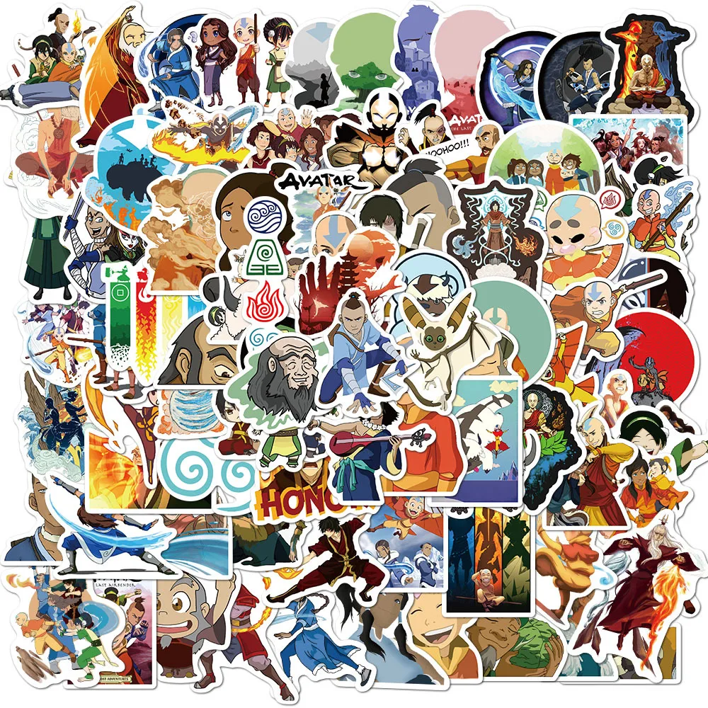 Imagem -02 - Adesivos de Avatar Adesivos de Desenhos Animados de Anime a Última Airbender Aang Katara Uke Adesivos de Papelaria à Prova Dágua Faça Você Mesmo Diário de Scrapbooking 100 Peças