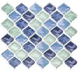 Teal Arabesque Easy Peel and Stick Wallpaper Self Adhesive on Backsplash for Kitchen Wall Sticker Tiles