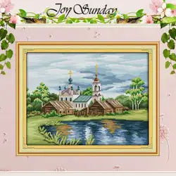 Joy Sunday View in Riverside Patterns Counted Cross Stitch Set 11CT 14CT 16CT Stamped DMC Cross-stitch Kit Embroidery Needlework