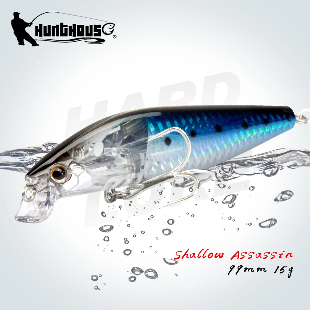 Hunthouse Seabass Fishing Lures Wobblers Laser Minnow Baits Floating 99mm/15g Surface Like Real Baitfish Saltwater For Bass