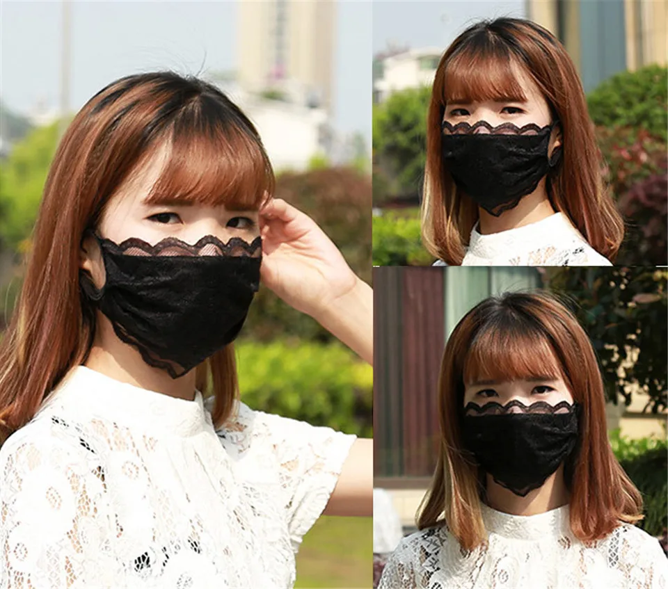 Spring Summer Lace Mask Women Outdoor Flower Embroidery Sunscreen Masks Cover Anti Dust Riding Mask Fog Breathable Face Mask