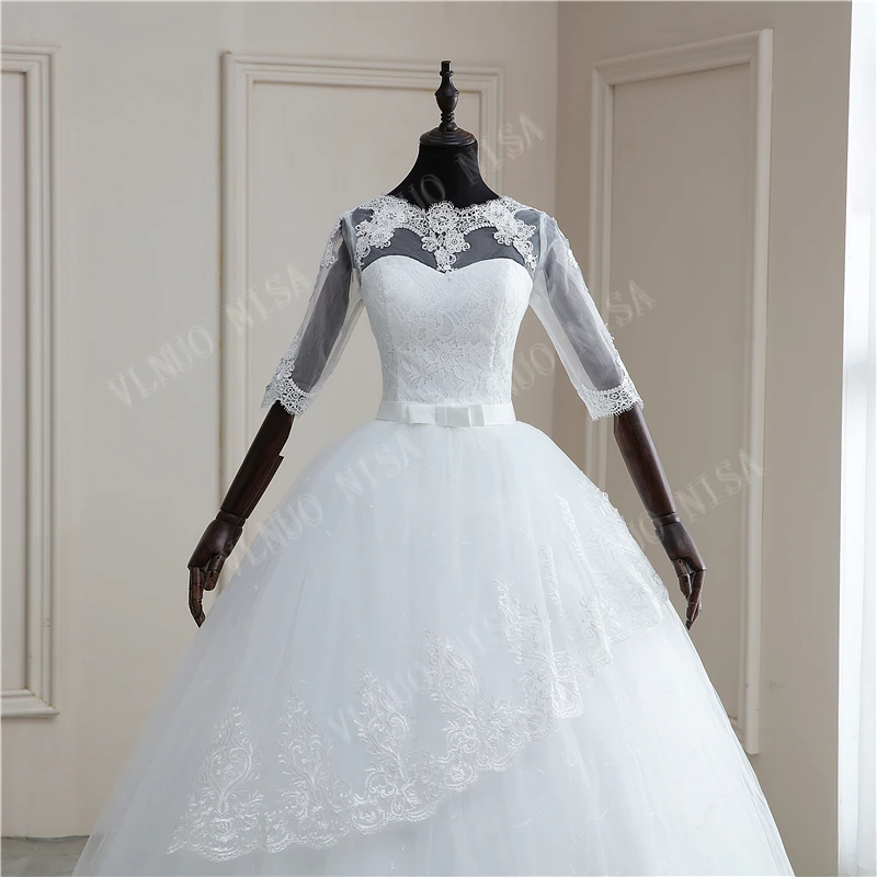 New Coreano Dell'annata Del Merletto di Appliques Abito di Sfera Abiti Da Sposa 2020 Su Misura Plus Size Abito Da Sposa Real Photo Fashion Elegante CC