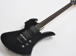 Black/Red String-thru-body Electric Guitar with Rosewood Fretboard,24 Frets,Customized Logo/Color Available