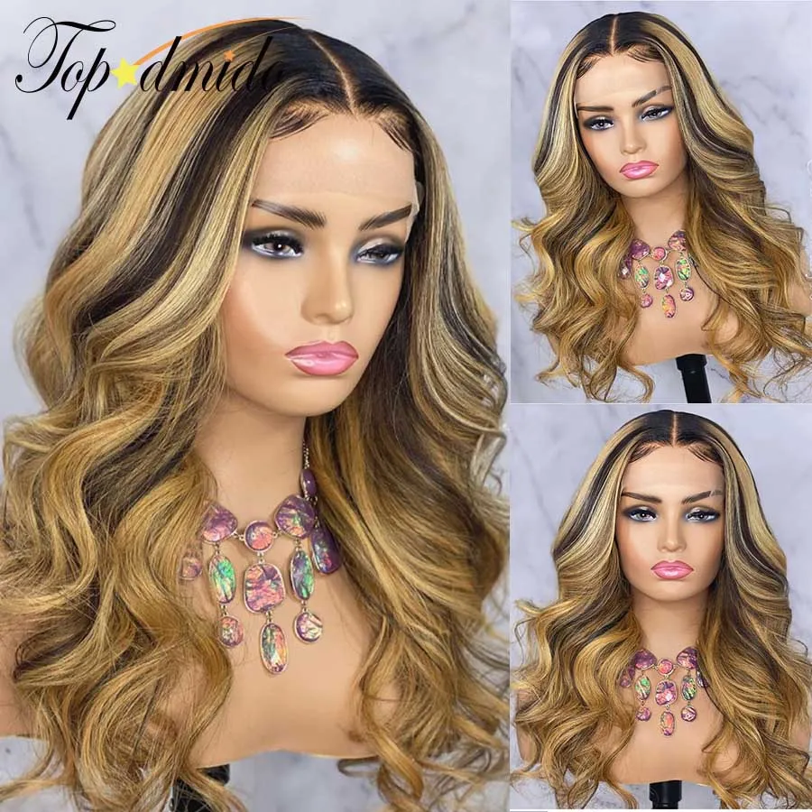 

Topodmido Highlight Blonde Color 13x4 Lace Front Wigs with Baby Hair Body Wave Malaysia Human Hair Wigs for Women 13X6 Wigs