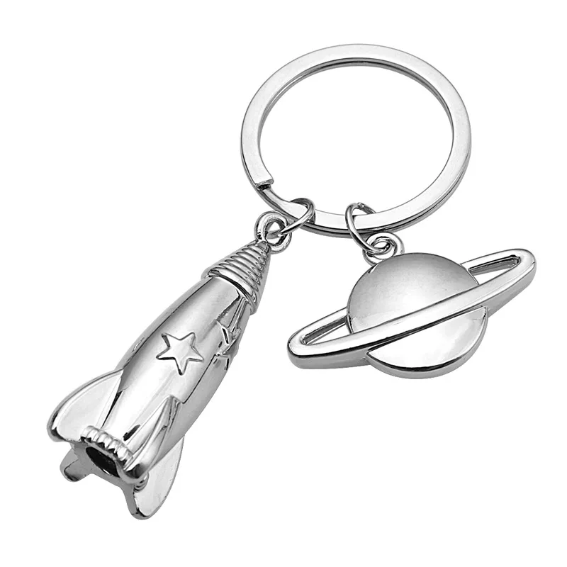 New Metal Rocket Keychain Men Dream Planet Spaceship Key Chain Space Travelling Car Keyring Best Gift Jewelry  K4231