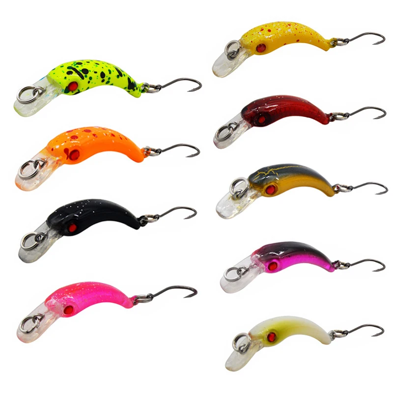 9pcs/Lot Mini Floating Minnow Fishing Lure 3.8cm 1.5g Artificial Hard Bait Crankbait Wobbler Trout Pike Bass Fishing Tackle