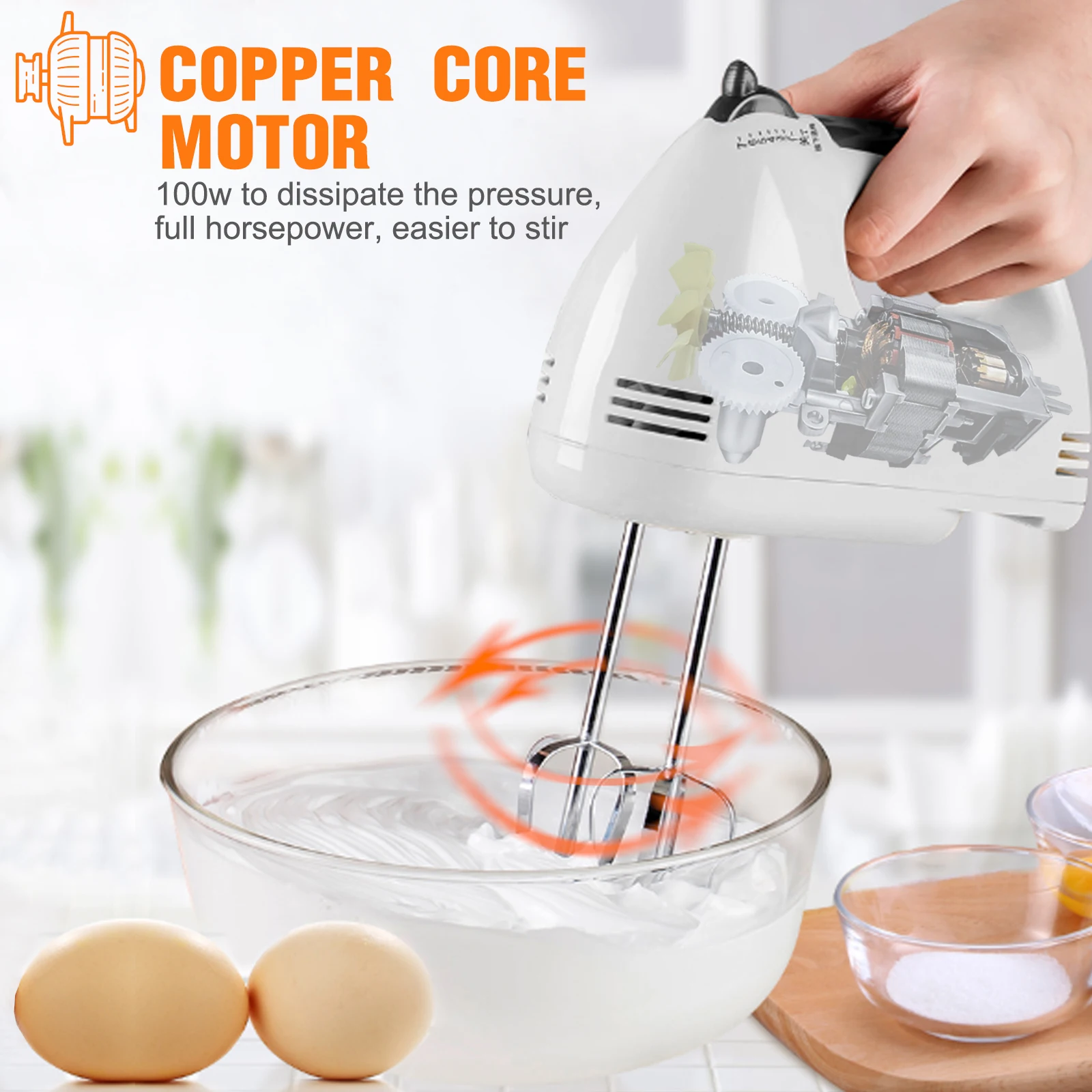 Multifunctional Mini 7 Speed Manual Electric Handheld Mixer Egg Beater Automatic Cream Food Cake Baking Dough Mixer Food Blender