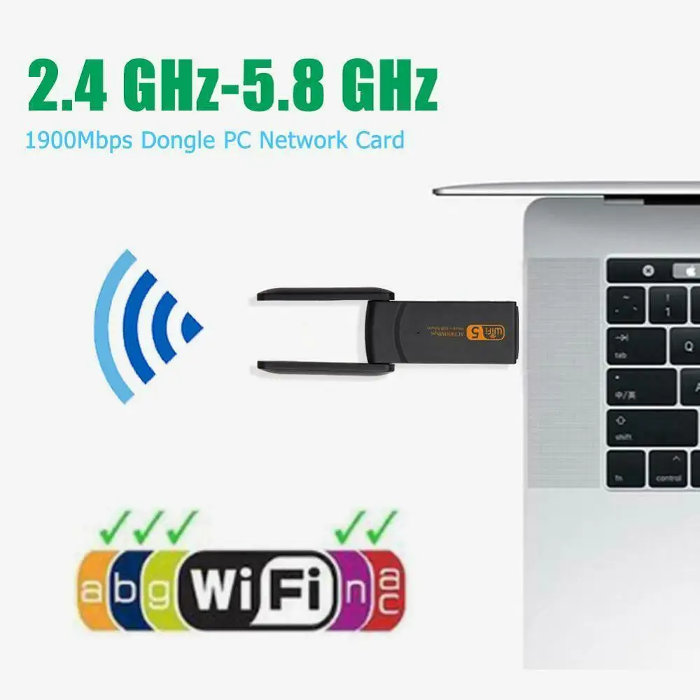 Dual Band 1900Mbps 2.4+5G USB Wireless Wifi Adapter Dongle 802.11AC Network Card