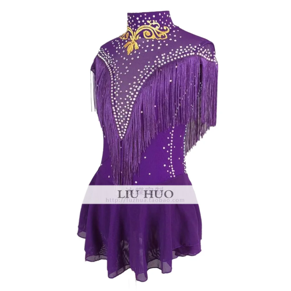 LIUHUO – robe de patinage artistique pour femmes et filles, Costume de Performance de compétition, danse, léotard, gymnastique rythmique, adolescent, violet