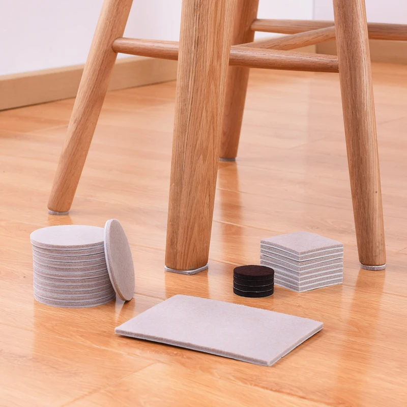 Self Adhesive Square Furniture Felt Pads for Chair Legs Caps Cover Anti Scratch Wood Hardwood Floor Feet Protector Beige Brown