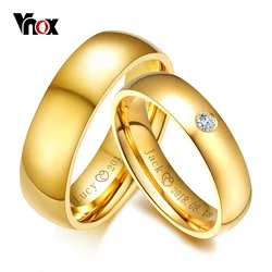 Vnox Anillos de boda clásicos para mujeres y hombres Color dorado Acero inoxidable Pareja Banda Aniversario Nombre personalizado Regalo para amantes