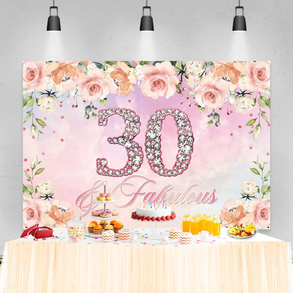 Laeacco Happy Birthday Photo Background Beautiful Flower Family Party Decor Children Portrait Photography Backdrop Custom Poster