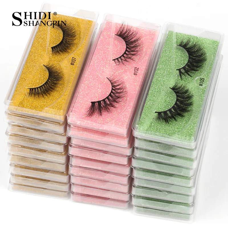 SHIDISHANGPIN Flauschigen Nerz Wimpern Falsche 10/100/200PCS Großhandel Artikel Wimpern Groß Weichen Gefälschte Auge wimpern Paket natürliche Wimpern