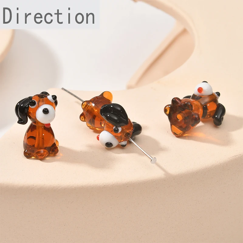 Cute Cartoon Childlike Colored Glass Coffee Puppy DIY Fun Homemade Bracelet Necklace Jewelry Accessories Material