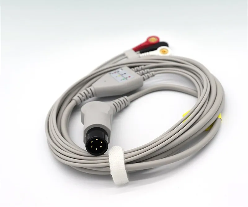 Universal 6-pin 3-lead ECG lead wire cable for ECG monitor  6-pin 3-lead ECG cable