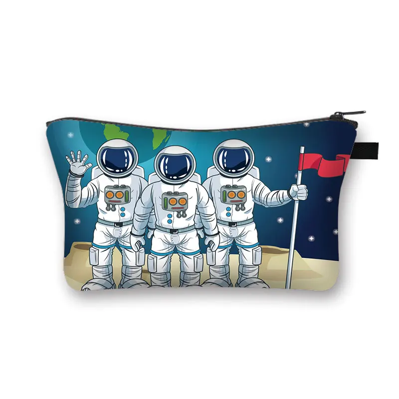 Astronaut / Spaceship Cosmetic Bag Starry Night Galaxy Boys Girls Toiletry Bags Lipstick Pouch Ladies Portable Mini Wallet