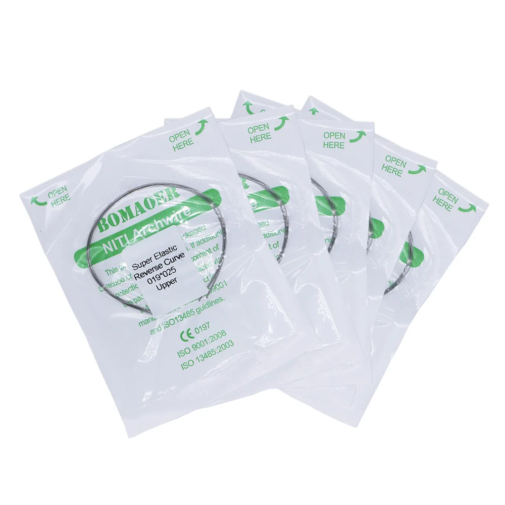 Dental Orthodontics Arch Niti Wire 5 Packs Reverse Curve Rectangular Super Elastics Archwire Nitinol Dentistry Dentist Materials