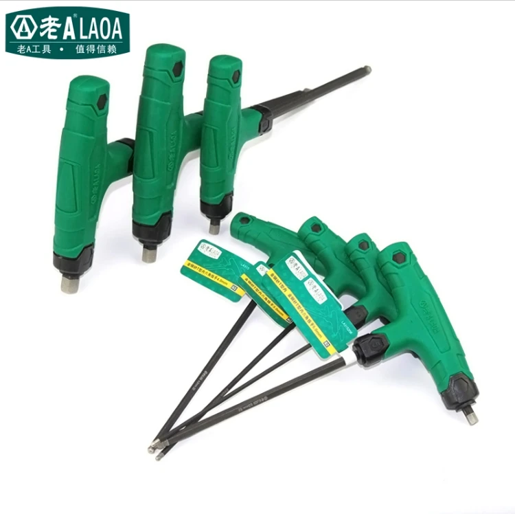 LAOA Hexagon Socket Key With T-handle Hex Wrenches S2 Anti-slide Corundom High Torque Wrench Prelong Hex Screwdrivers