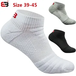 Calcetines cortos de algodón 100 para hombre, medias gruesas, transpirables, con amortiguación, para correr, 5 pares