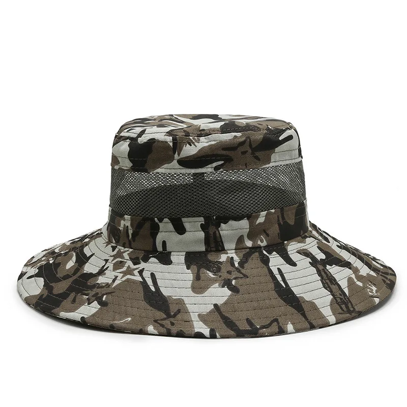 

Sun Protection Wide Brim Mesh Bucket Hat Outdoor Fishing Hiking Hat Camo Boonie Hat Military Boonie Caps Breathable Packable Hat