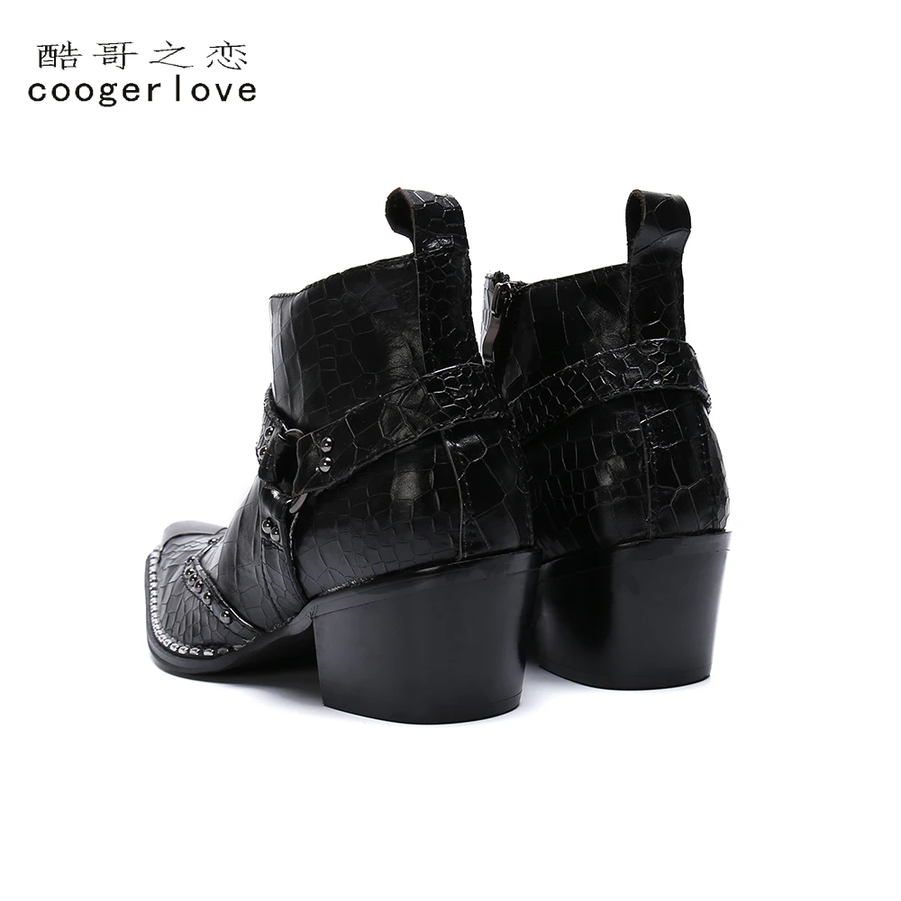 Spring and Autumn Men\'s High heel Leather boots British Style Men\'s marriage High top Pointed shoes Fashion brand Boots