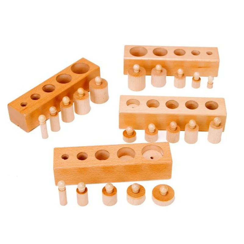 Wooden Montessori Set Cylinder Socket Puzzle Toy Baby Practice Senses Toys Preschool Children Educational Toys For Children Kids