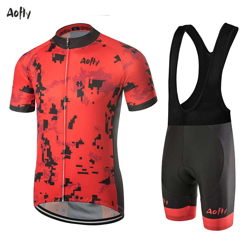 Aofly Men Breathable Cycling Jersey Summer Mtb Jersey Camisa Ciclismo Lycra Bike Jersey Short Sleeve Maillot Ciclismo Red 9D Ped