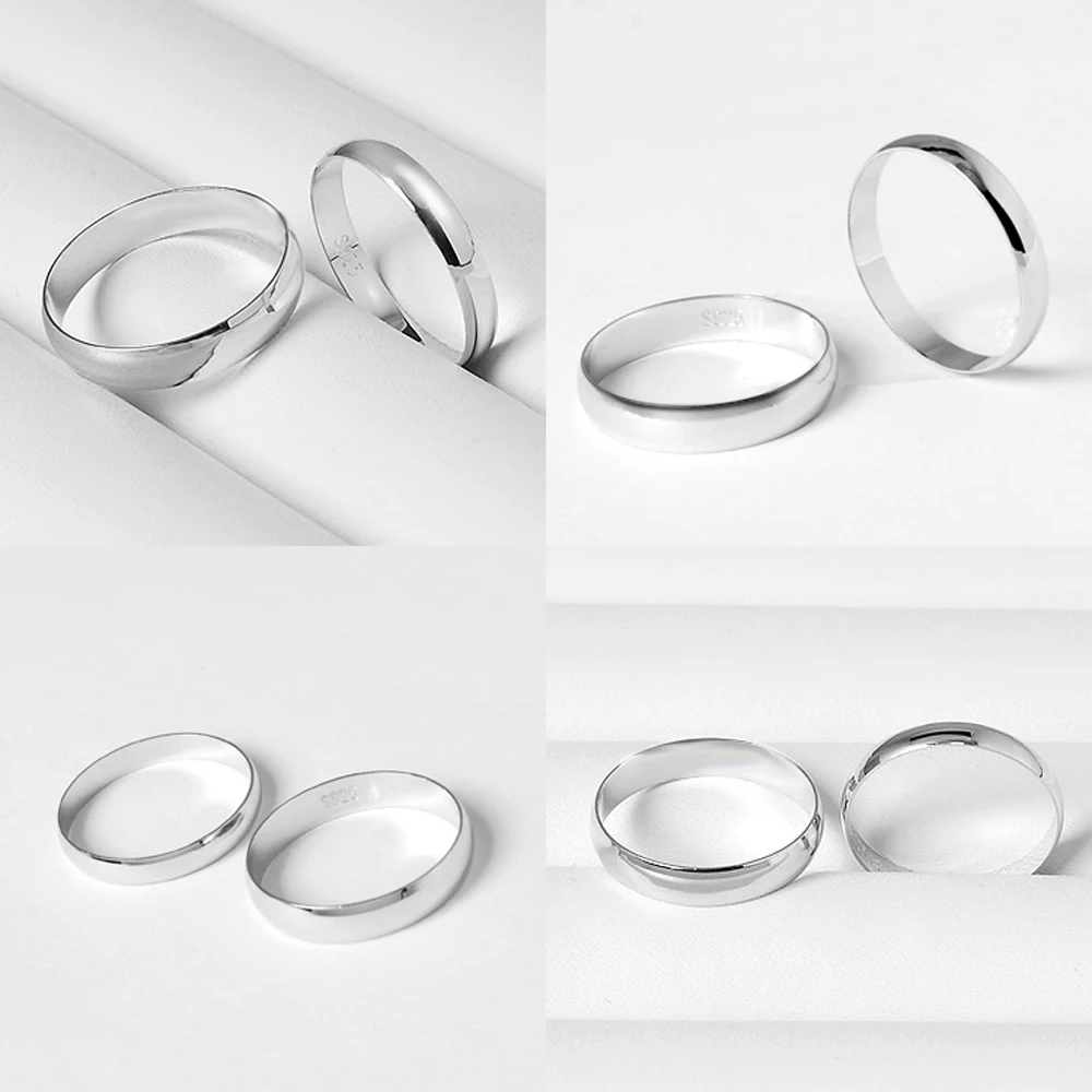 Simple Marriage Engagement Ring 100% 925 Sterling Silver Couple Ring Woman & Man Single Ring Wholesale Solid Silver Jewelry Gift