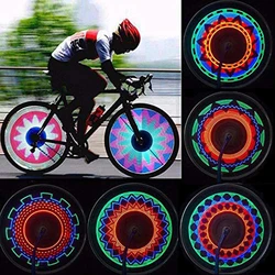 Semaforo per ruota di bicicletta a 32 modelli Doppio display Flash Rgb Luce a LED Lampada per raggi per bicicletta Illuminazione per ciclismo notturna