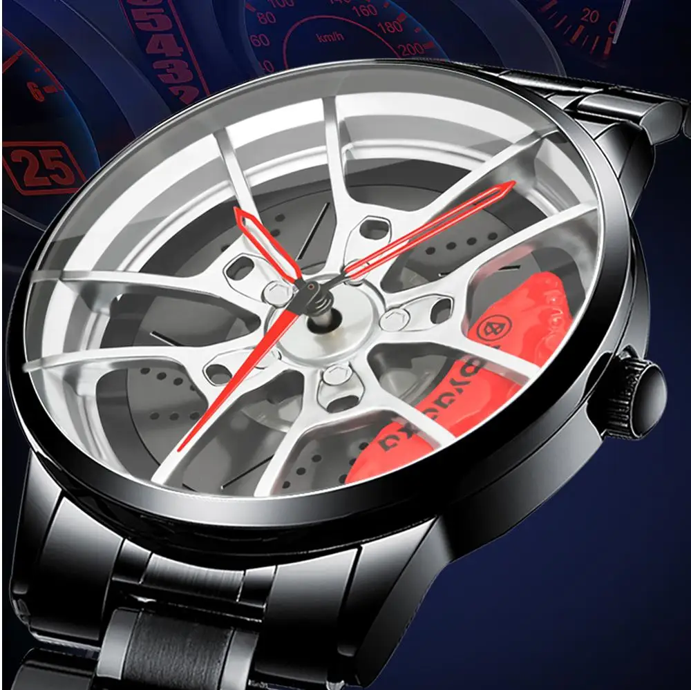 BOYADKA Men's Watches Car Wheel Men Watch Sport Waterproof  Custom Design Rim Hub Creative Quartz Wrist Watch Relogio Masculino